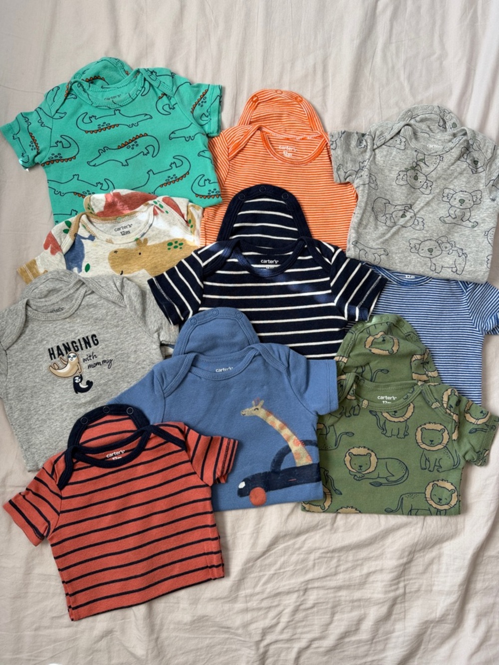 Lot of Baby Bodysuits - Carter's & Mixed Prints - Multicolor
